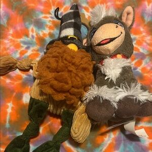 Plush Dog Squeaky Toy - Brown & Orange